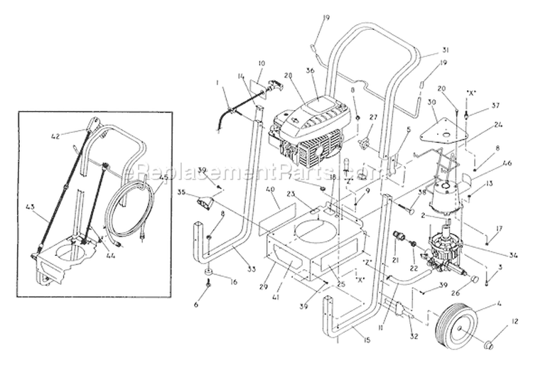 Page D Diagram and Parts List for 0616-0  Briggs and Stratton Pressure Washer